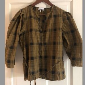 Ganni plaid blouse size DK 40/ US 8-10